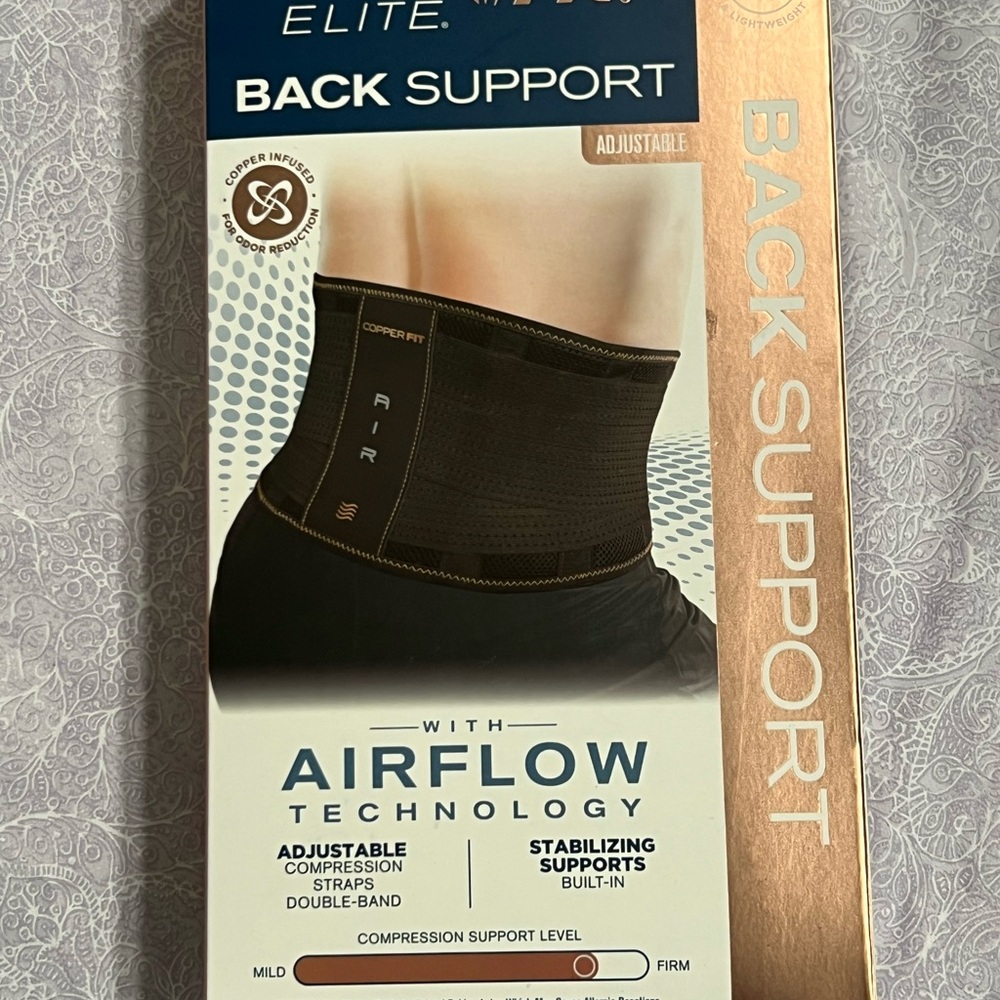 Adjustable Back Support by Copper Fit with Airflow Technology